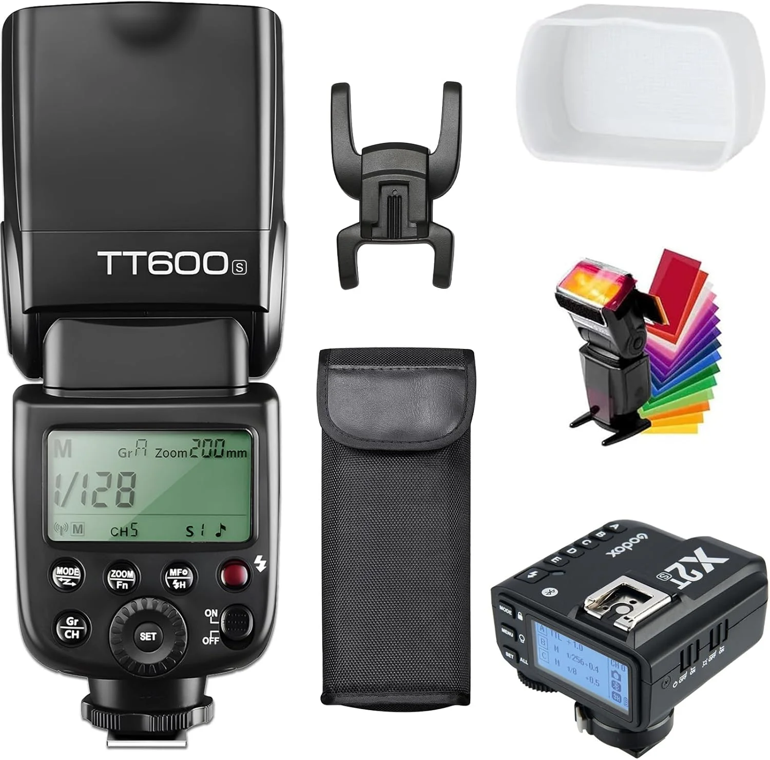 فلاش اسپیدلایت دوربین گودوکس TT600S + فرستنده تریگر گودوکس X1T-S، GN60 همگام‌سازی پرسرعت 1/8000 ثانیه سیستم بی‌سیم 2.4G X مستر اسلیو آف اسپیدلایت سازگار با دوربین‌های سونی