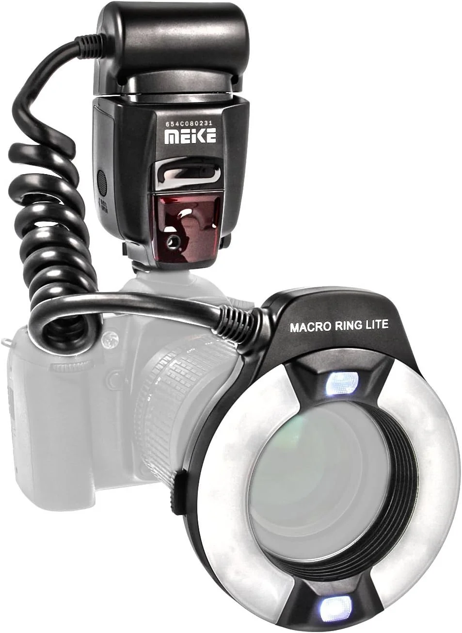 فلاش حلقوی ماکرو Meike TTL (عدد راهنما 14-46) سازگار با تمام دوربین های DSLR کانن با هات شو (برای لنزهای 52 میلی متر - 77 میلی متر) - MK-14EXT