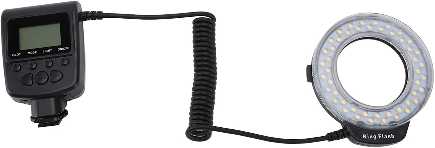 فلاش حلقوی ماکرو LED با حلقه های آداپتور نمایشگر LCD و پخش کننده فلاش برای اکثر دوربین های DSLR، فلاش حلقه ای دوربین برای عکاسی ماکرو، عکاسی از گیاهان