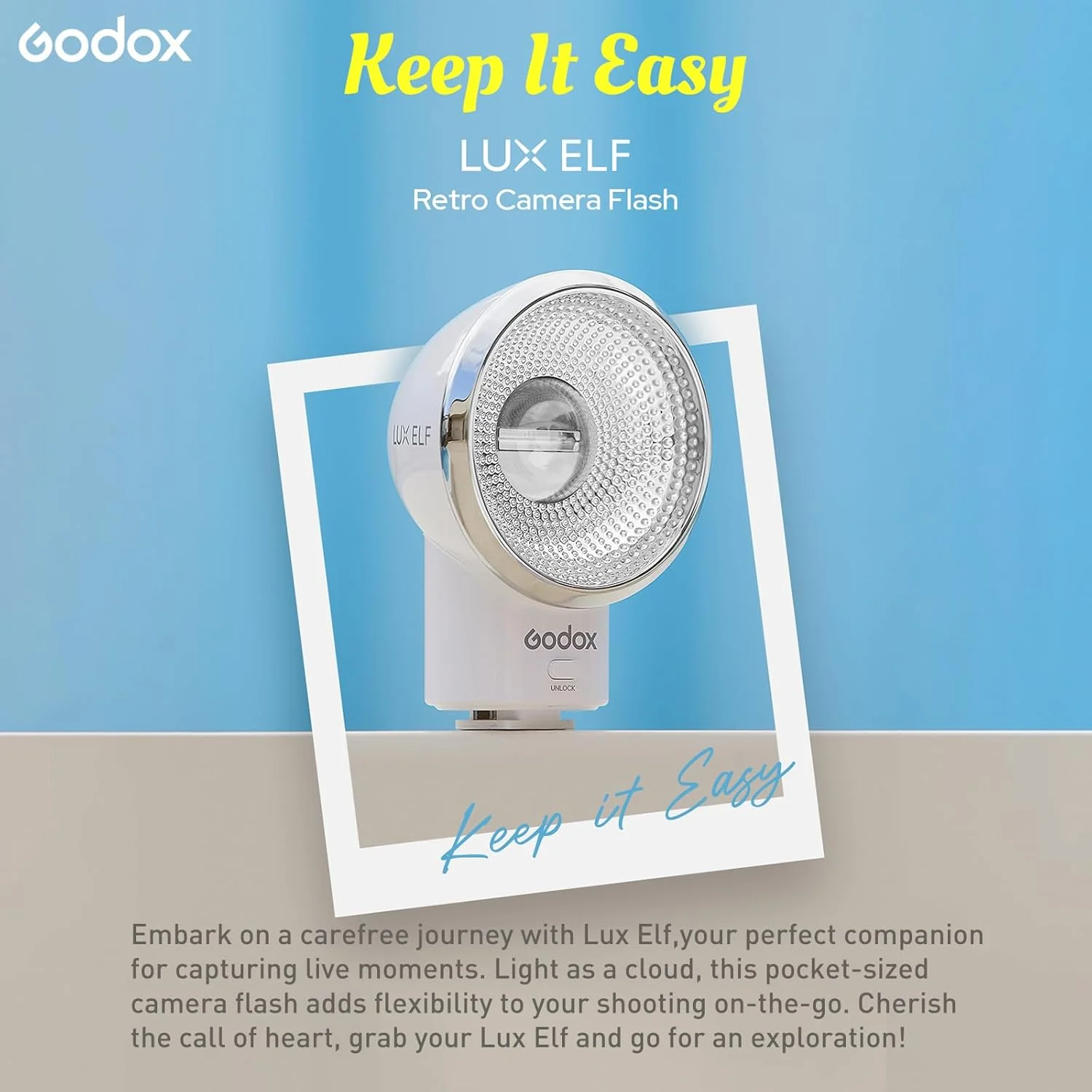 فلاش رترو Godox LuX ELF - قابل حمل و سبک، سازگار با برندهای مختلف دوربین، ایده آل برای عکاسی خیابانی و طبیعت