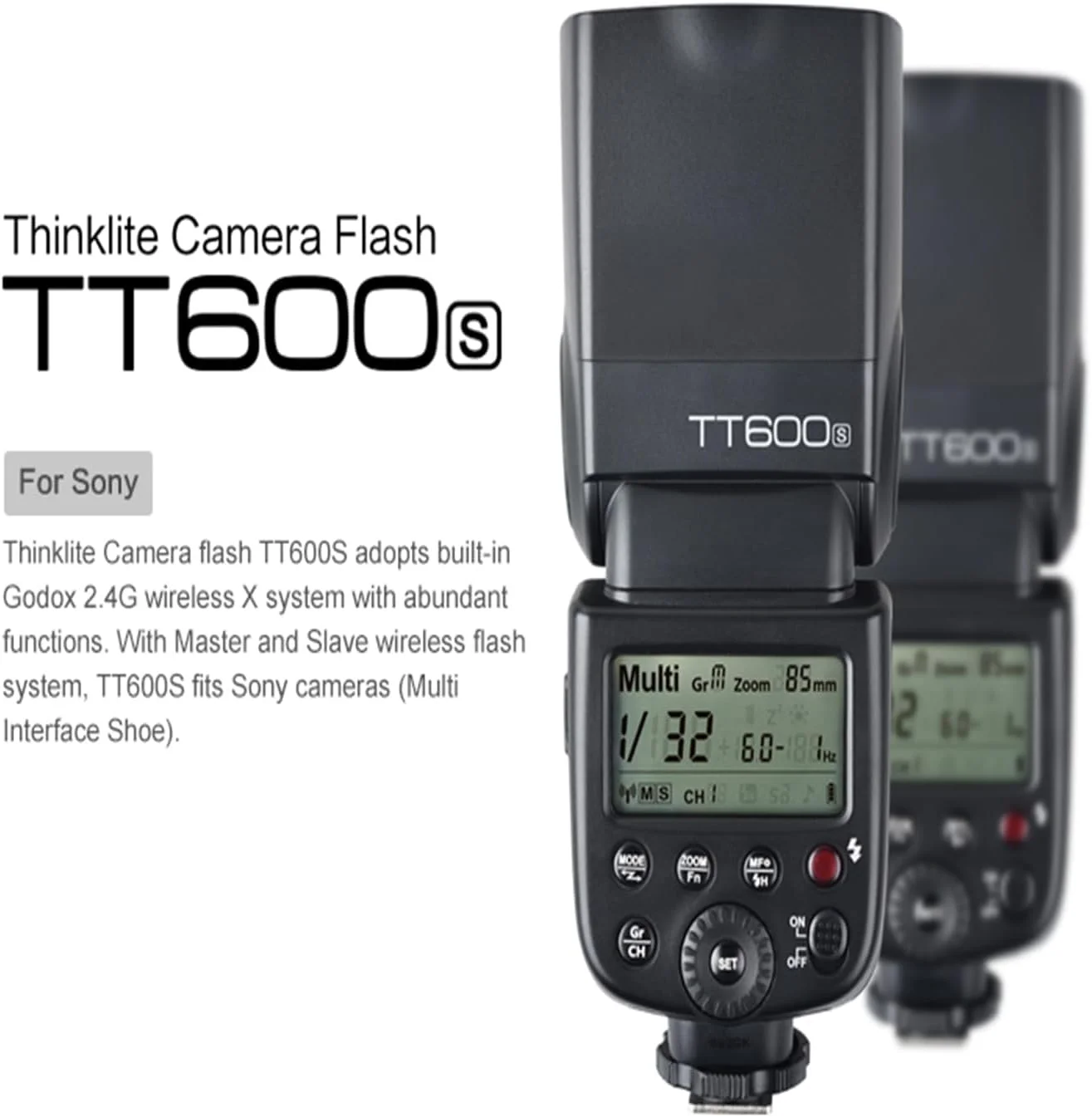 فلاش گودکس TT600S به همراه کیت تریگر CT-16 - سیستم وایرلس X، همگام‌سازی پرسرعت، سازگار با دوربین‌های DSLR سونی. قدرت بالا GN60، بازیافت سریع و حالت‌های متنوع فلاش برای نورپردازی خلاقانه