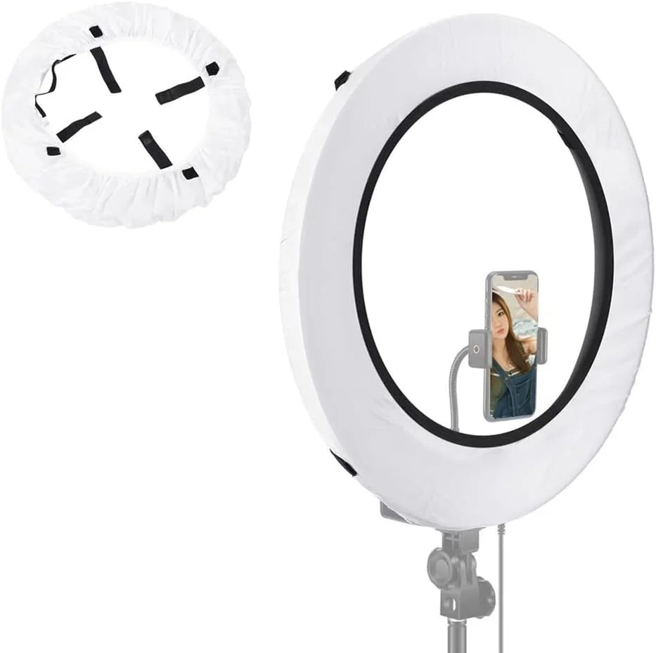 EDNEY بسته 2 عددی روکش نرم نور حلقه ای سفید، (مناسب برای حلقه های 16 تا 18 اینچ) پارچه پخش کننده نور برای فروش زنده محصولات