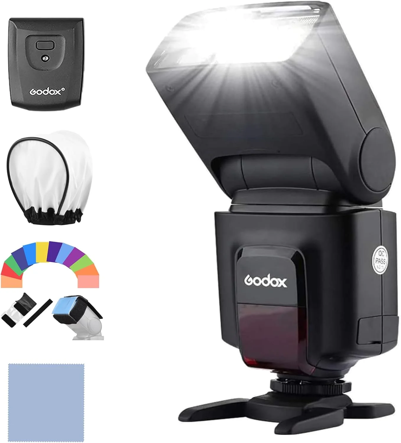 فلاش اسپیدلایت الکترونیکی یونیورسال گودکس TT520Ⅱ روی دوربین + فرستنده تریگر وایرلس AT-16 2.4G با عدد راهنمای 33 و حالت های S1 S2 جایگزین برای کانن نیکون پنتاکس