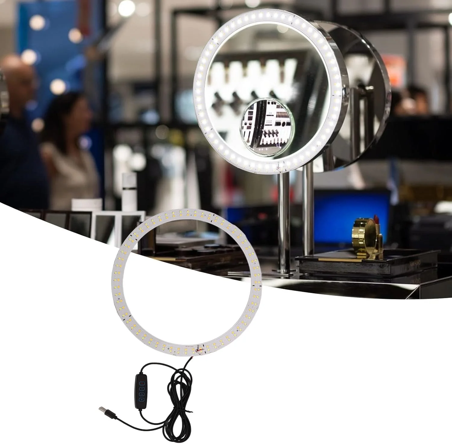 حلقه نور سلفی LED دایره ای 25 سانتی متری، حلقه نور LED قابل تنظیم برای آرایش/ضبط ویدیو/عکاسی، پورت USB برای همه تلفن های همراه و دوربین های سبک حلقه نور سلفی LED دایره ای 25 سانتی متری، حلقه نور LED قابل تنظیم برای آرایش/ضبط ویدیو/عکاسی، پورت USB برای همه تلفن های همراه و دوربین های سبک