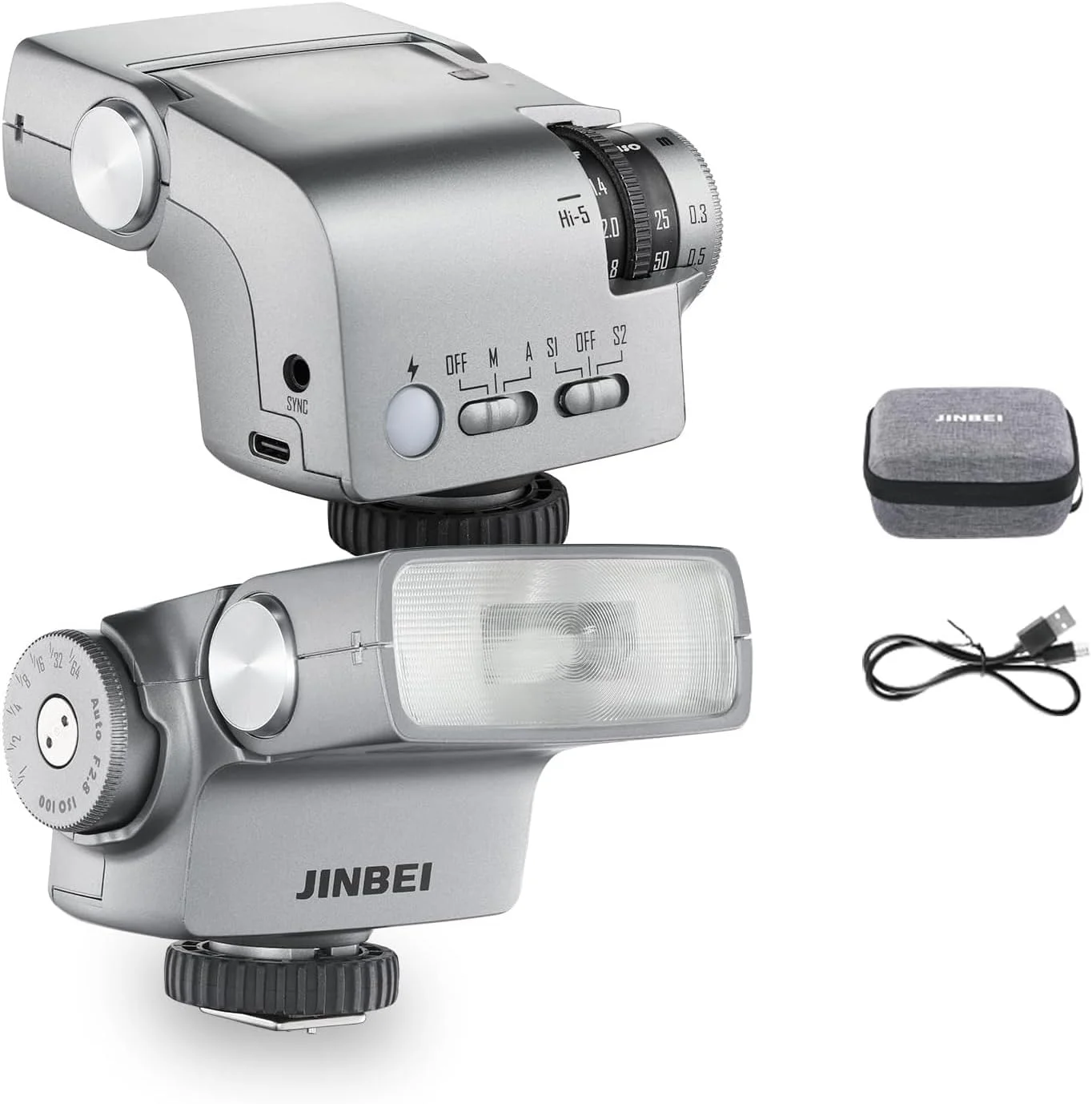 فلاش دوربین رترو JINBEI 25Ws Hi-5، GN16 Speedlite با حالت های حساس به نور S1/S2، CCT 6000K±200K، داخلی برای دوربین های سونی کانن نیکون فوجی المپوس Hot Shoe