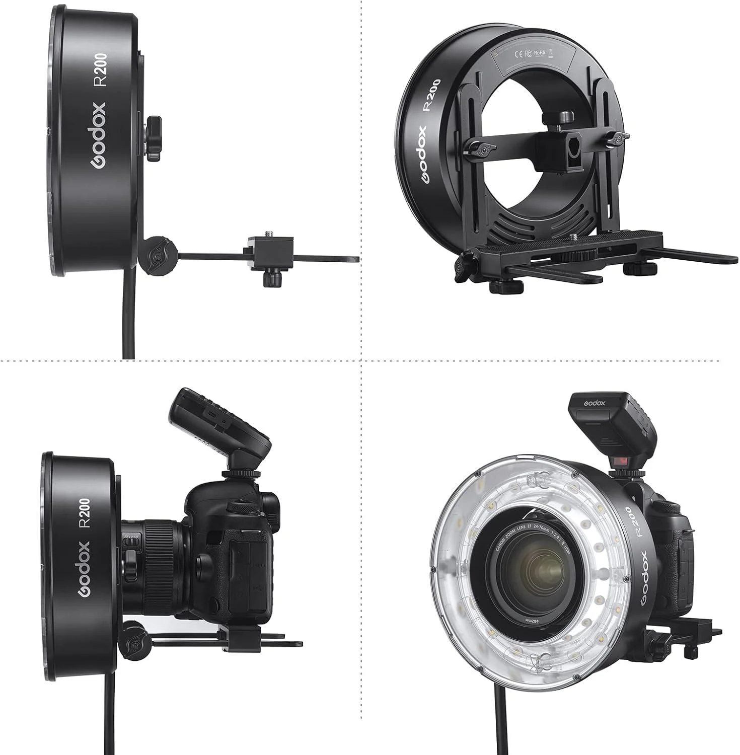 هد فلاش حلقوی Morelian R200 برای فلاش AD200/ AD200Pro با قدرت 200Ws، دارای لامپ مدلینگ 10W با روشنایی 3 سطح، به همراه براکت چتر، براکت دوربین و کیف حمل فلاش هد فلاش حلقوی Morelian R200 برای فلاش AD200/ AD200Pro با قدرت 200Ws، دارای لامپ مدلینگ 10W با روشنایی 3 سطح، به همراه براکت چتر، براکت دوربین و کیف حمل فلاش