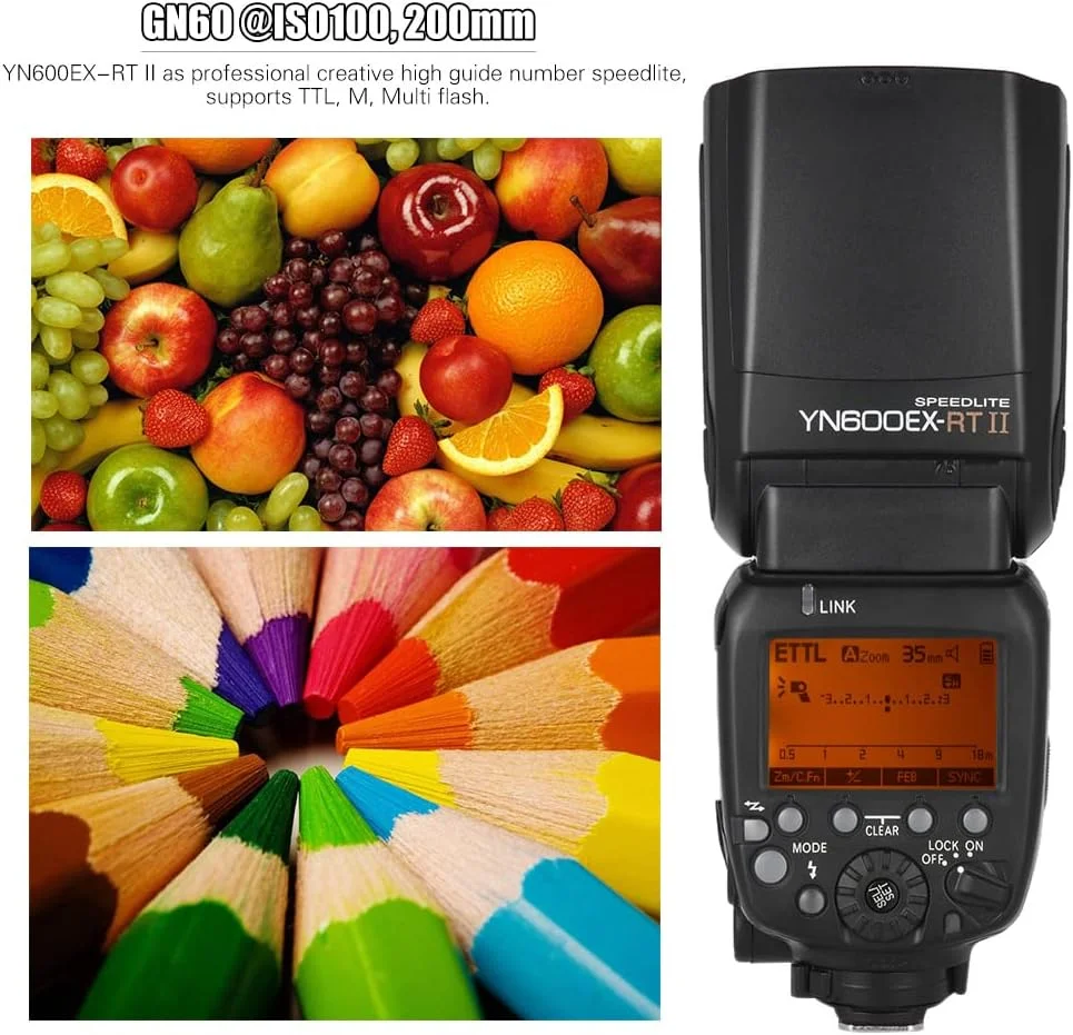 فلاش اسپیدلایت حرفه ای خلاقانه TTL مستر Morelian YN600EX-RT II با قابلیت بی سیم 2.4G و سرعت 1/8000 ثانیه HSS GN60 و پشتیبانی از زوم خودکار/دستی برای دوربین های کانن مدل 600EX-RT YN6000 EX RT II