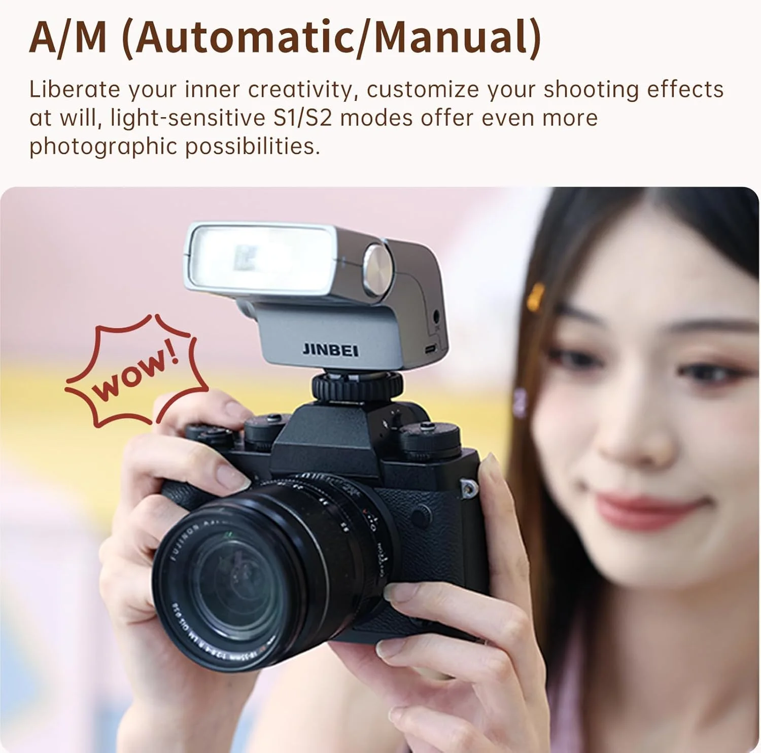 فلاش دوربین رترو JINBEI 25Ws Hi-5، GN16 Speedlite با حالت های حساس به نور S1/S2، CCT 6000K±200K، داخلی برای دوربین های سونی کانن نیکون فوجی المپوس Hot Shoe