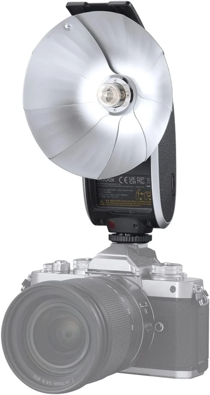 فلاش رترو گودکس Lux Senior با باتری قابل شارژ، قابل حمل و شیک، دمای رنگی 6000K±200K، مناسب برای اکثر دوربین های دارای هات شو موجود در بازار