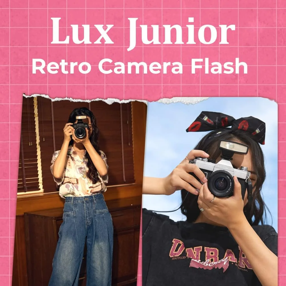 فلاش OUNA، فلاش دوربین رترو Lux Junior GN12 دمای رنگ 6000K حالت های خودکار و دستی قدرت فلاش 1/1-1/64 فاصله کانونی 28 میلی متر جایگزین برای دوربین های کفشک دار فوجی Olympus