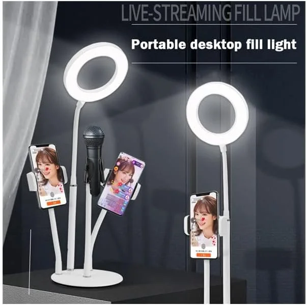 نگهدارنده گوشی یو ول با نور حلقه ای مناسب برای میکاپ، پخش زنده، یوتیوب، تیک تاک و فیلمبرداری نگهدارنده گوشی یو ول با نور حلقه ای مناسب برای میکاپ، پخش زنده، یوتیوب، تیک تاک و فیلمبرداری