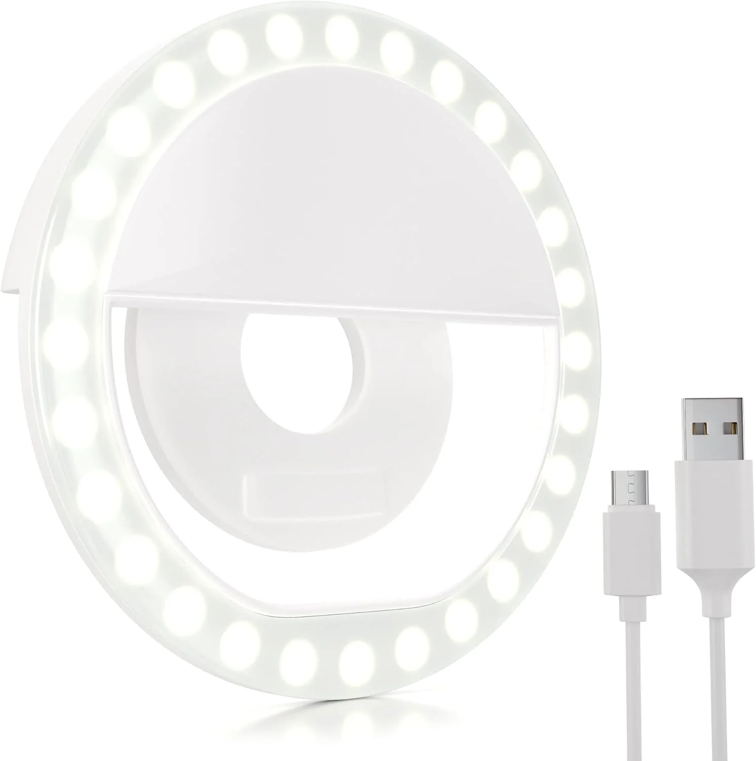 گیره چراغ حلقه ای سلفی - برای گرفتن عکس های سلفی یا تماس های زوم با تلفن، تبلت یا لپ تاپ خود با وضوح بالا. چراغ حلقه ای قابل شارژ، قابل حمل و گیره ای برای تلفن