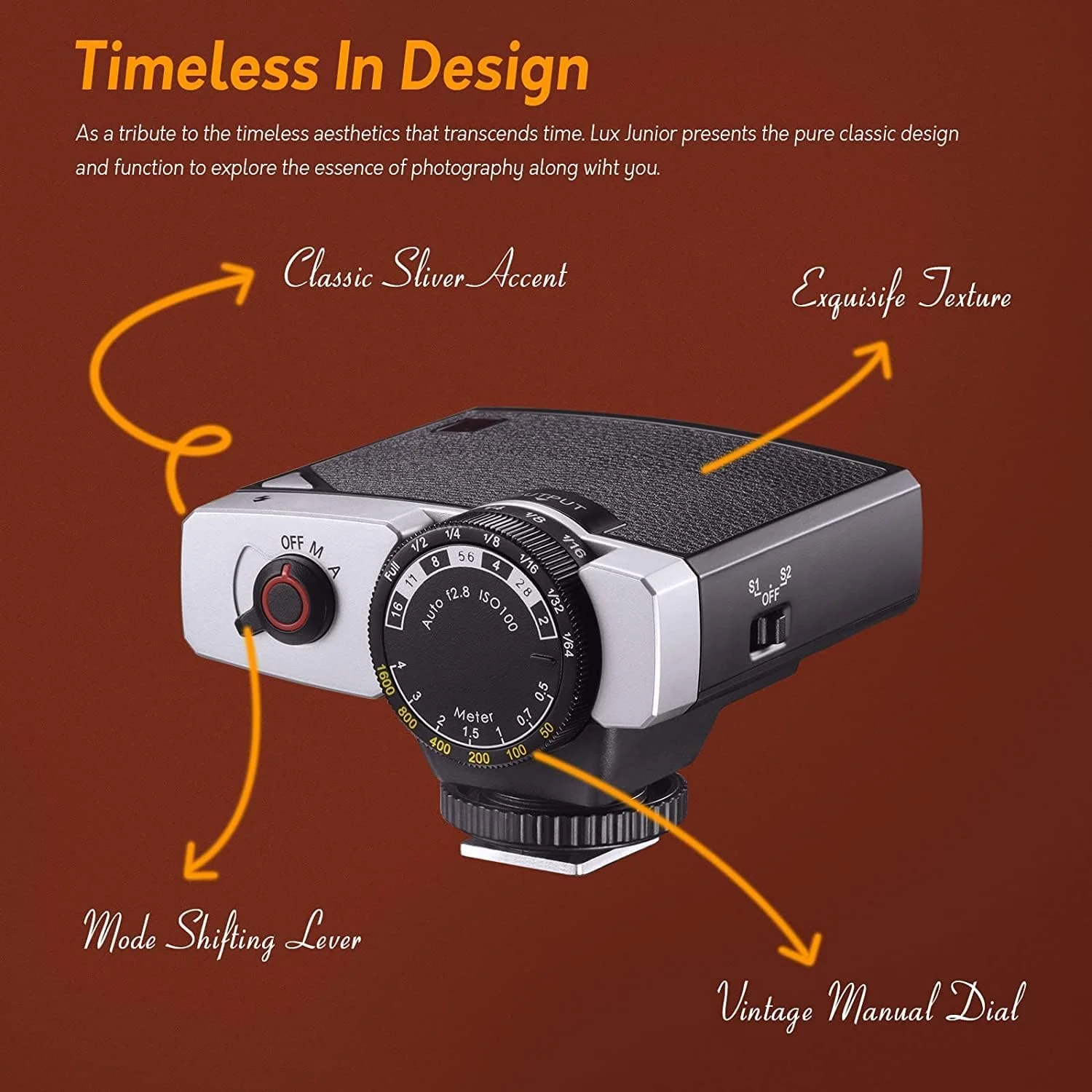 فلاش دوربین گودکس Lux Junior Retro Speedlite سازگار با سونی، کانن، نیکون، فوجی فیلم، المپوس، دارای سیستم وایرلس 2.4G داخلی X
