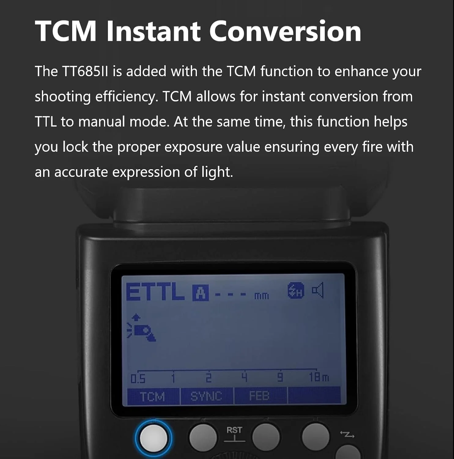 فلاش گودکس TT685II-C TTL GN60 2.4GHz بی‌سیم HSS 1/8000s اسپیدلایت سازگار با Canon 7D 6D 60D 50D 600D 500D نسخه به روز شده خانواده TT685-C