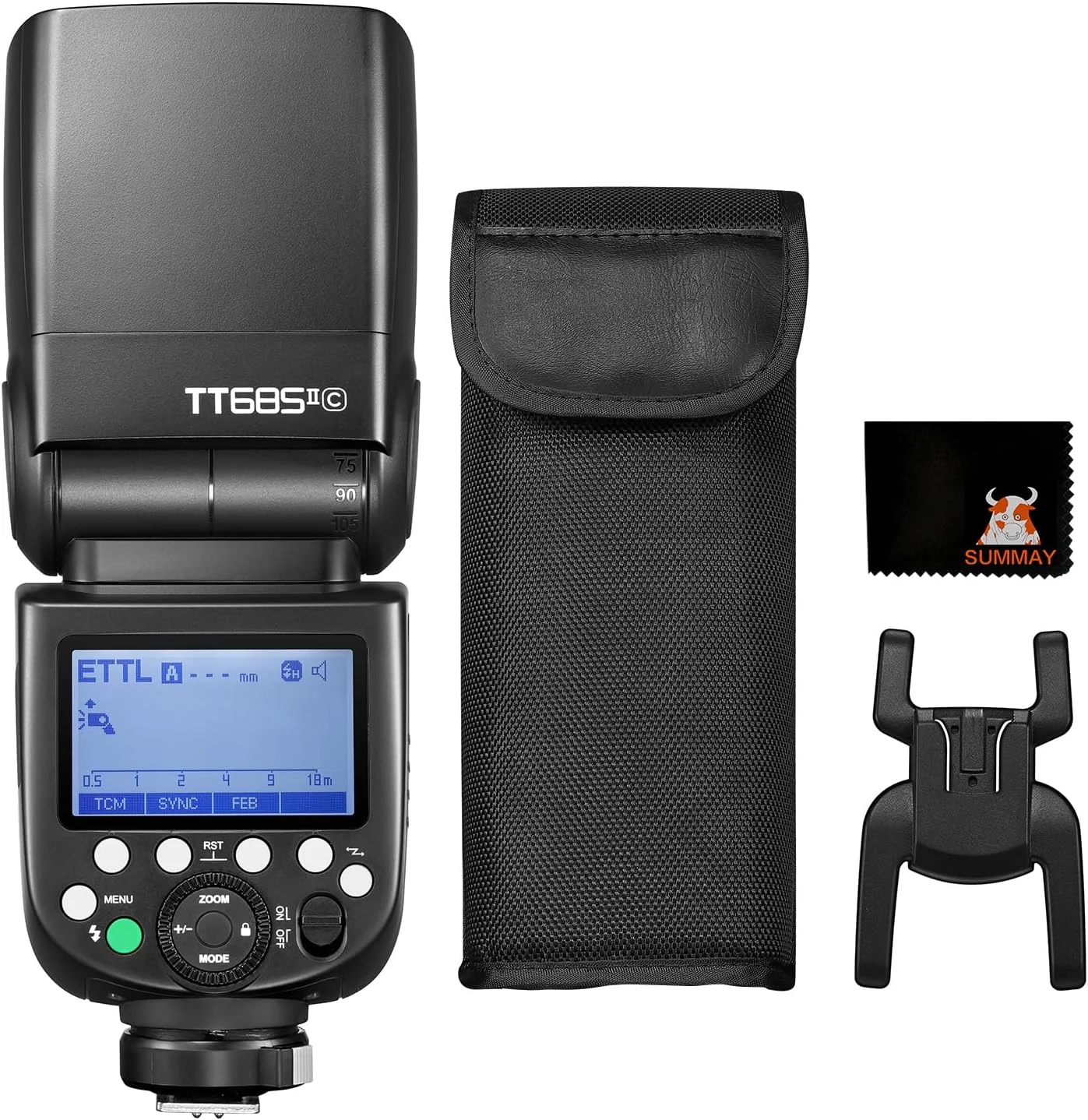 فلاش دوربین GODOX TT685II-C E-TTLII با سرعت 1/8000 ثانیه HSS GN60، زمان بازیافت 0.1-2.6 ثانیه، 290 بار فلاش با قدرت کامل، مناسب برای دوربین های سری Canon EOS، قفل رهاسازی سریع، تبدیل فوری TCM