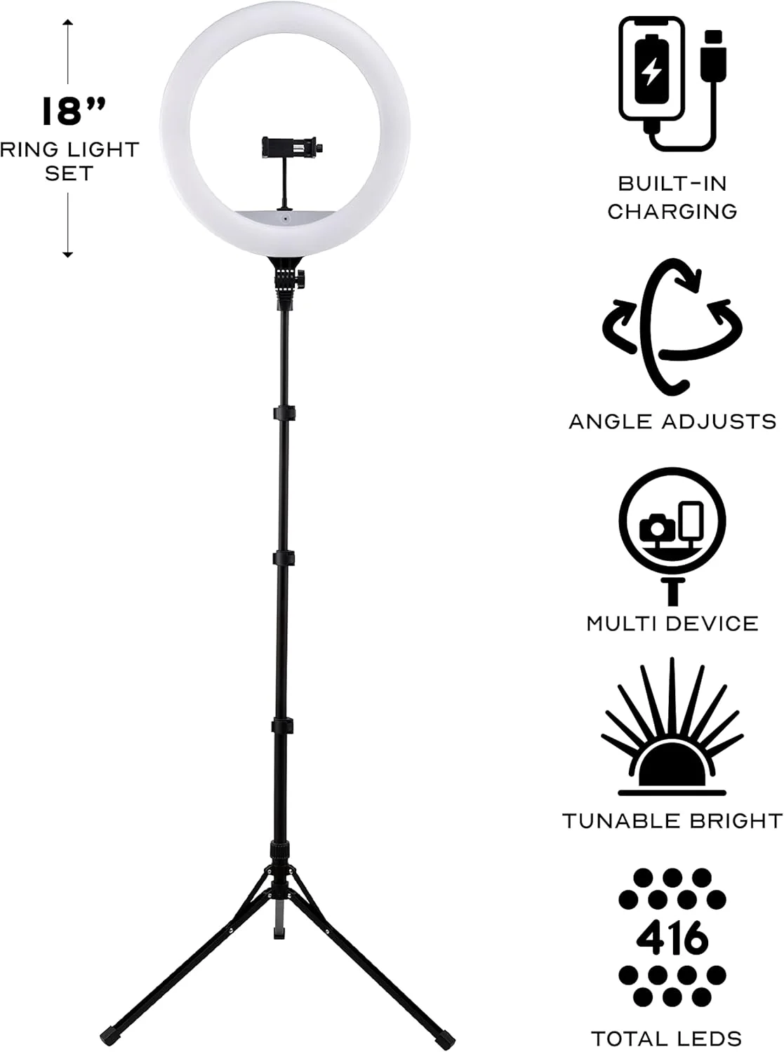 ست نور حلقه ای سری Creator ویویتار مناسب برای تماس های کنفرانسی، ولاگ یا استریمینگ، (مشکی) ست نور حلقه ای سری Creator ویویتار مناسب برای تماس های کنفرانسی، ولاگ یا استریمینگ، (مشکی)