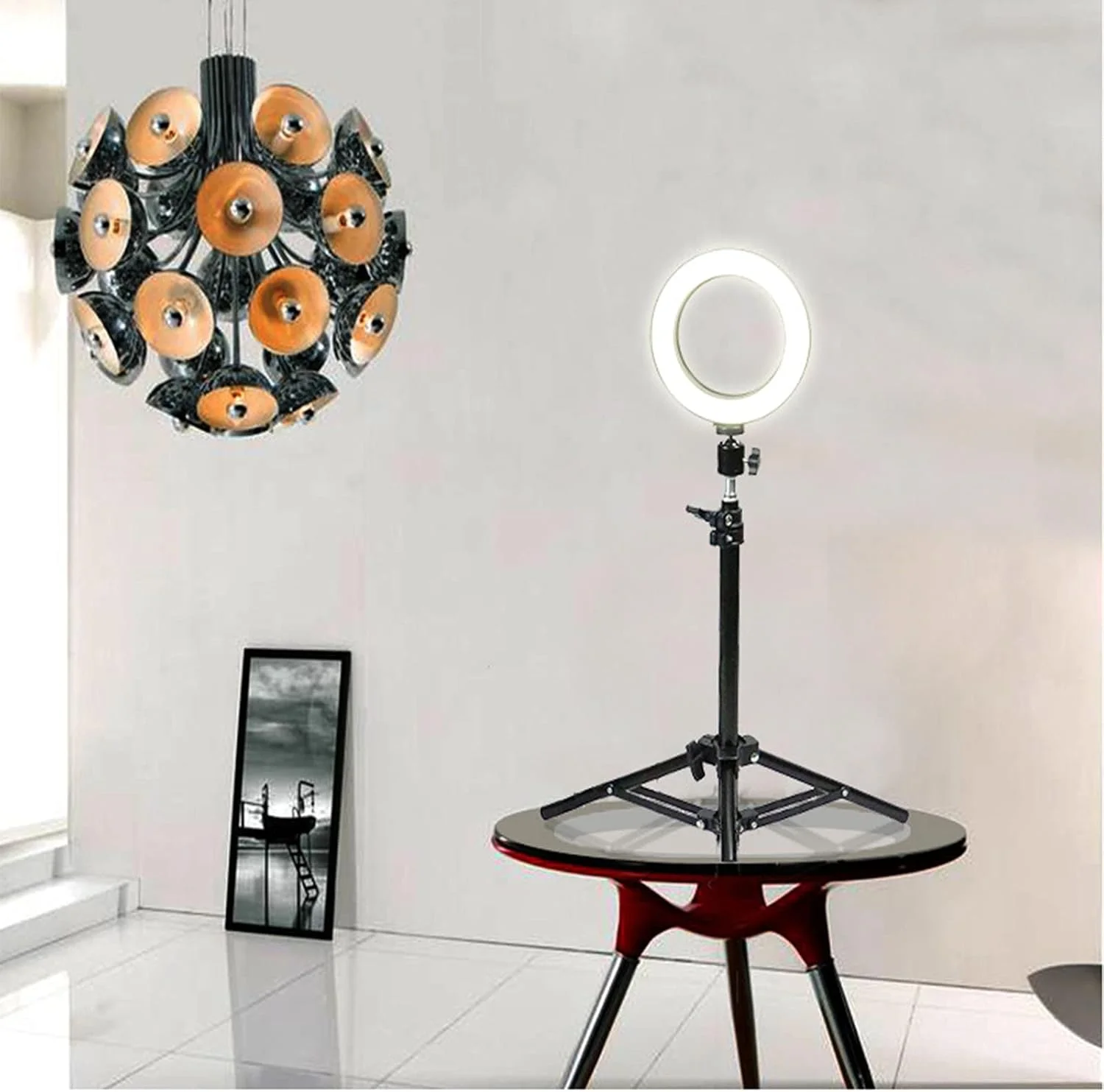 نور حلقه ای سلفی 10 اینچی با پایه سه پایه و نگهدارنده تلفن انعطاف پذیر، چراغ های دایره ای زیبایی دوربین رومیزی با قابلیت تنظیم نور برای پخش زنده/آرایش/ویدیو یوتیوب/تیک تاک/عکاسی، سازگار با آیفون/اندروید. نور حلقه ای سلفی 10 اینچی با پایه سه پایه و نگهدارنده تلفن انعطاف پذیر، چراغ های دایره ای زیبایی دوربین رومیزی با قابلیت تنظیم نور برای پخش زنده/آرایش/ویدیو یوتیوب/تیک تاک/عکاسی، سازگار با آیفون/اندروید.