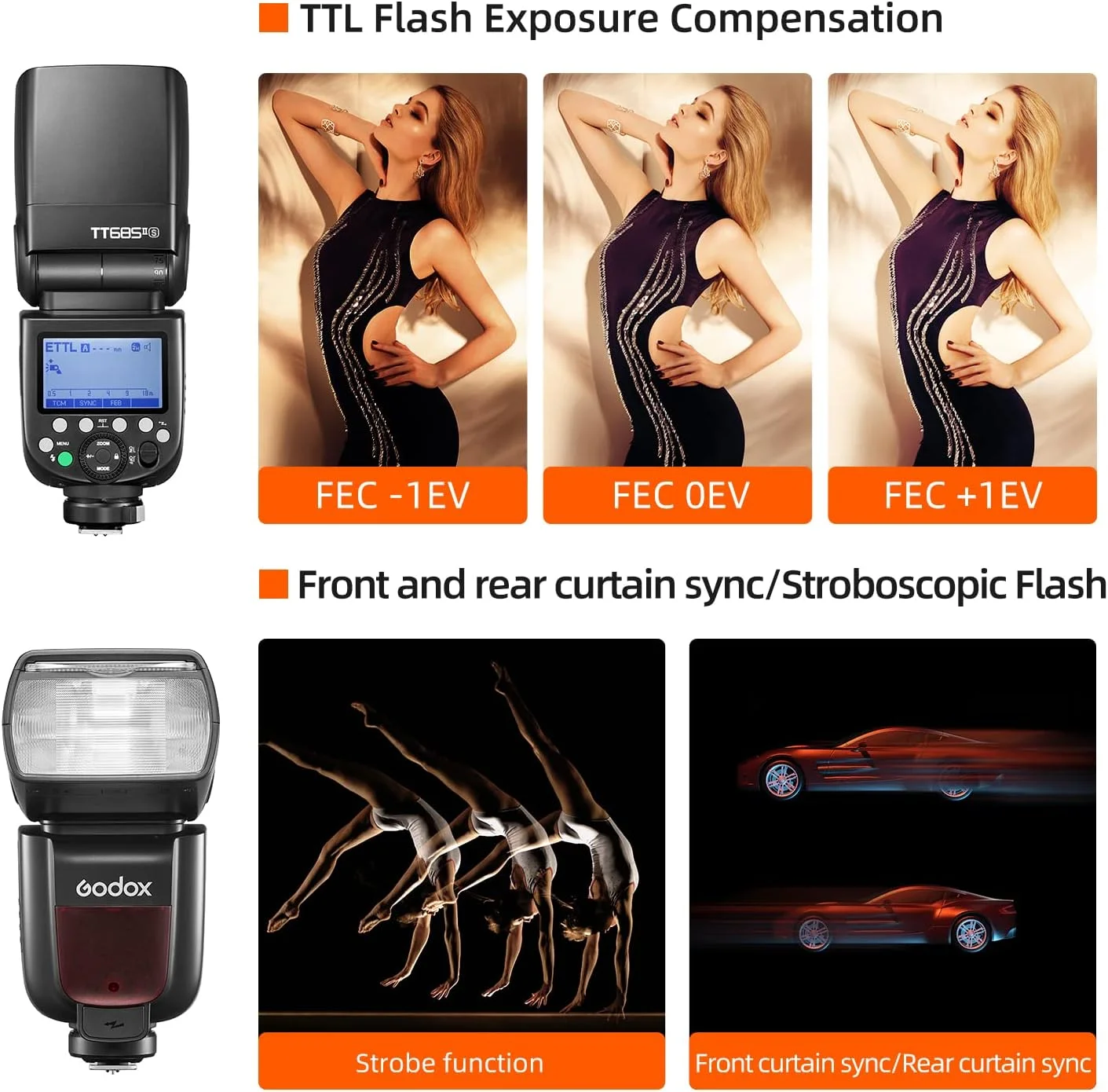 فلاش دوربین TTL گودوکس TT685II-S با سرعت 1/8000 ثانیه HSS، عدد راهنمای 60، زمان بازیافت 0.1-2.6 ثانیه، 290 فلاش با توان کامل، پوشش فلاش 20-200 میلیمتر، مناسب برای دوربینهای سونی، قفل رهاسازی سریع، تبدیل فوری TCM فلاش دوربین TTL گودوکس TT685II-S با سرعت 1/8000 ثانیه HSS، عدد راهنمای 60، زمان بازیافت 0.1-2.6 ثانیه، 290 فلاش با توان کامل، پوشش فلاش 20-200 میلیمتر، مناسب برای دوربینهای سونی، قفل رهاسازی سریع، تبدیل فوری TCM