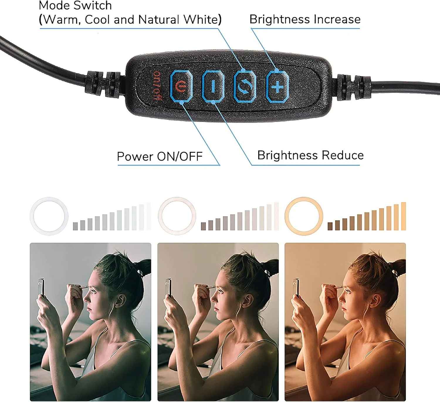 حلقه نور ال ای دی 10 اینچی با قابلیت تنظیم نور، کنترل از راه دور، به همراه پایه سه پایه، نگهدارنده تلفن و کیف حمل برای ضبط ویدیو سلفی، پخش زنده (تیک تاک، یوتیوب، اینستاگرام، فیس بوک) حلقه نور ال ای دی 10 اینچی با قابلیت تنظیم نور، کنترل از راه دور، به همراه پایه سه پایه، نگهدارنده تلفن و کیف حمل برای ضبط ویدیو سلفی، پخش زنده (تیک تاک، یوتیوب، اینستاگرام، فیس بوک)