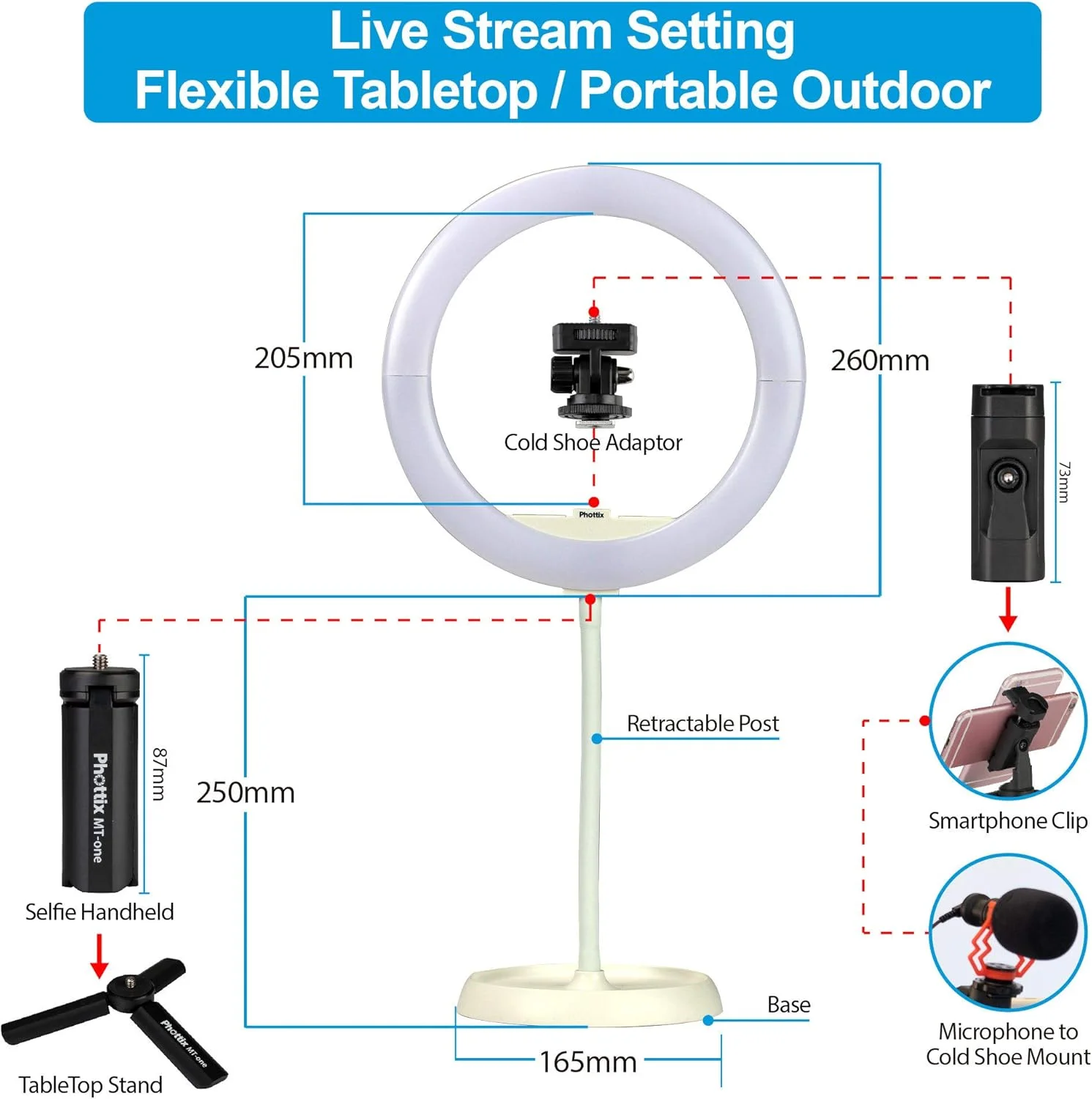 نور ال ای دی حلقه ای Phottix Nuada Ring10 به همراه پایه رومیزی نور ال ای دی حلقه ای Phottix Nuada Ring10 به همراه پایه رومیزی