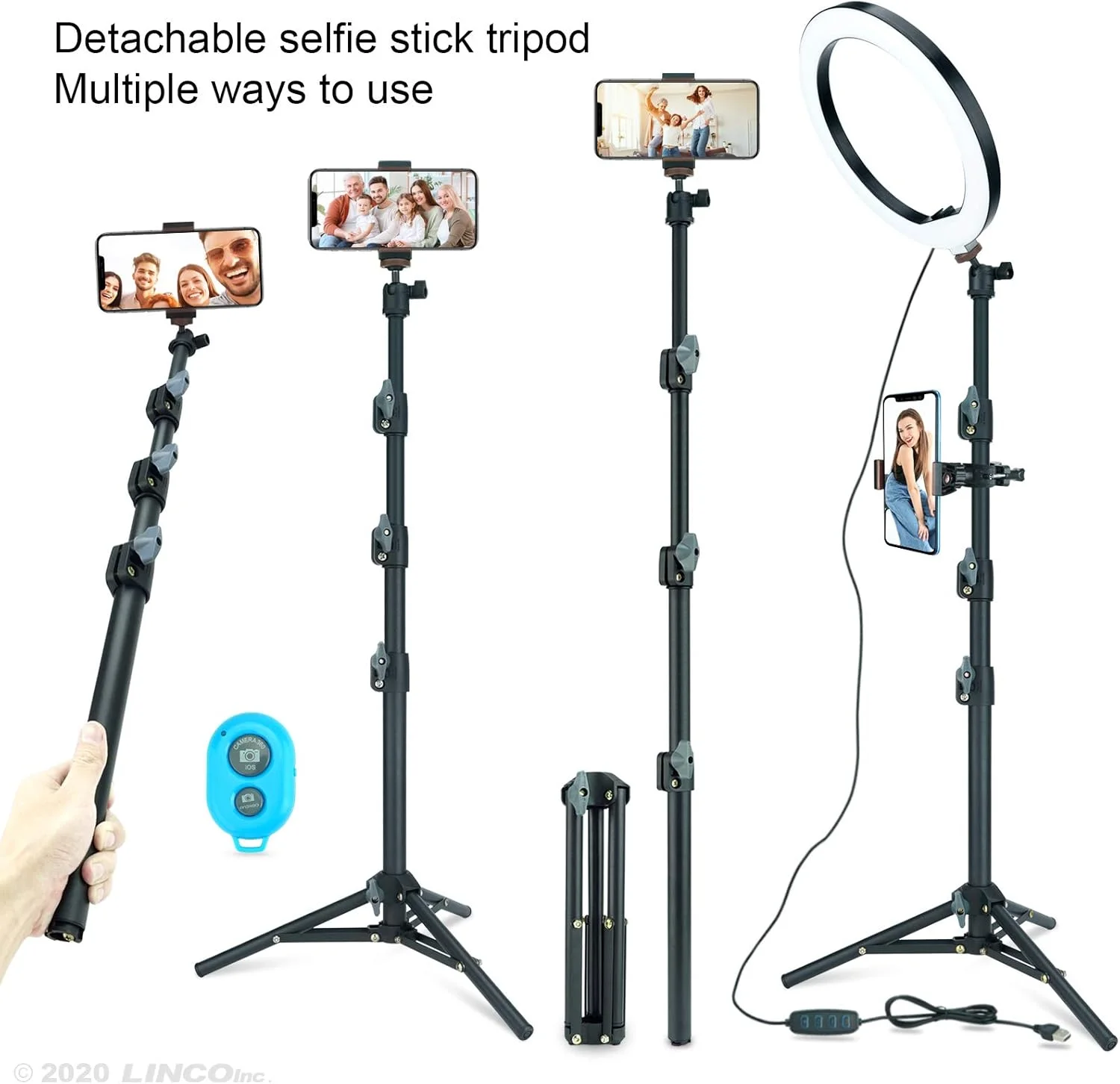 حلقه نور سلفی 10 اینچی LINCO Lincostore با پایه سه پایه و نگهدارنده تلفن همراه با ریموت بلوتوث برای پخش زنده/آرایش، حلقه نور دوربین LED قابل تنظیم برای فیلمبرداری/عکس با تلفن همراه AM275 حلقه نور سلفی 10 اینچی LINCO Lincostore با پایه سه پایه و نگهدارنده تلفن همراه با ریموت بلوتوث برای پخش زنده/آرایش، حلقه نور دوربین LED قابل تنظیم برای فیلمبرداری/عکس با تلفن همراه AM275