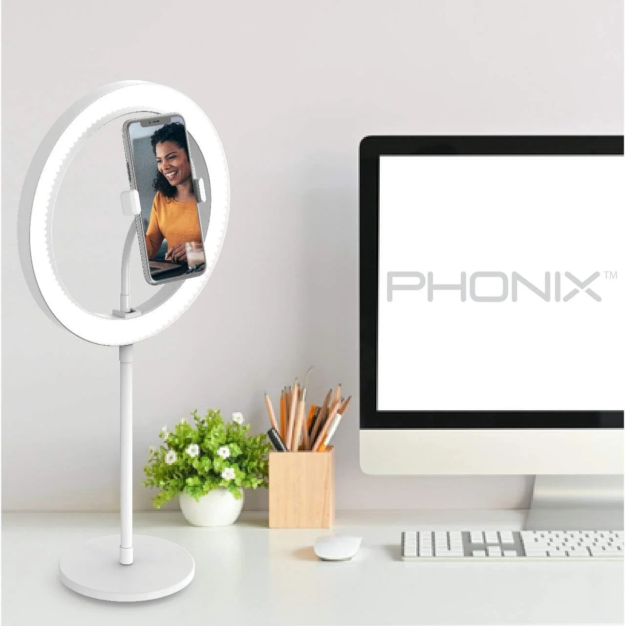 حلقه نور سلفی LED فونیکس 10 اینچی با پایه سه پایه و نگهدارنده تلفن برای پخش زنده و ویدیوهای یوتیوب، حلقه نور آرایشی رومیزی قابل تنظیم برای عکاسی، 3 حالت نور برای فیلمبرداری رومیزی حلقه نور سلفی LED فونیکس 10 اینچی با پایه سه پایه و نگهدارنده تلفن برای پخش زنده و ویدیوهای یوتیوب، حلقه نور آرایشی رومیزی قابل تنظیم برای عکاسی، 3 حالت نور برای فیلمبرداری رومیزی