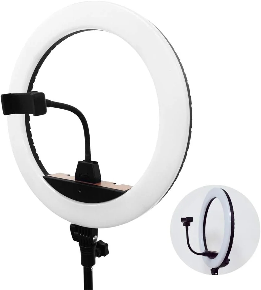 حلقه نور LED دیمر پذیر با پایه 2 متری برای تلفن و دوربین، yidoblo 14 اینچی بیرونی 5500K/3200K برای تولید محتوای یوتیوب، آرایش، استودیو، فیلمبرداری و عکاسی سالن