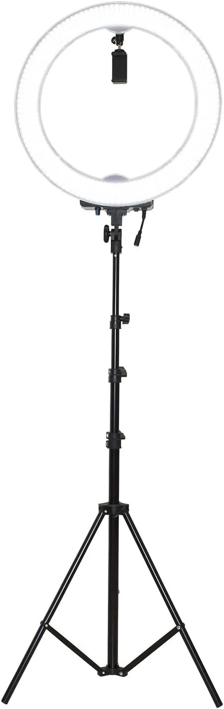 کیت COOPIC RL-650S (شامل نور، پایه، گیره تلفن، سر سه پایه) 55 وات 240 LED حلقه ای 5500K برای عکس دوربین، آرایش، پخش زنده، پرتره، استودیوی یوتیوب، فیلمبرداری، وبلاگ نویسی تیک تاک و غیره