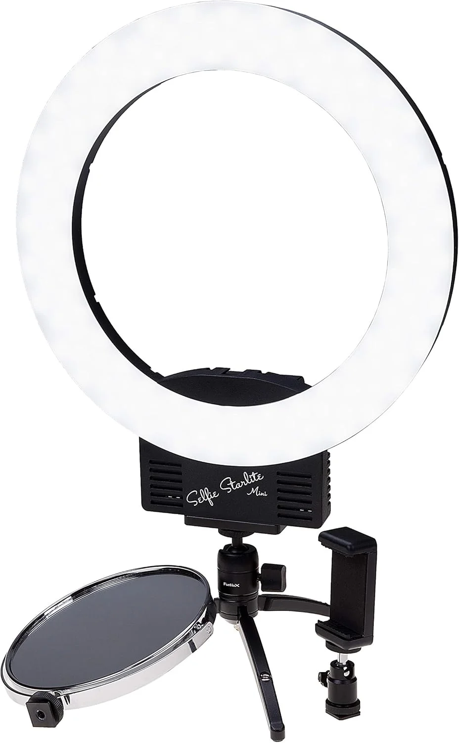 نور حلقه ای ال ای دی کوچک Fotodiox Selfie Starlite به همراه سه پایه رومیزی - نور حلقه ای 12 اینچی دو رنگ و قابل تنظیم برای پرتره، عکاسی، آرایش، یوتیوب، پخش زنده ویدیو و موارد دیگر