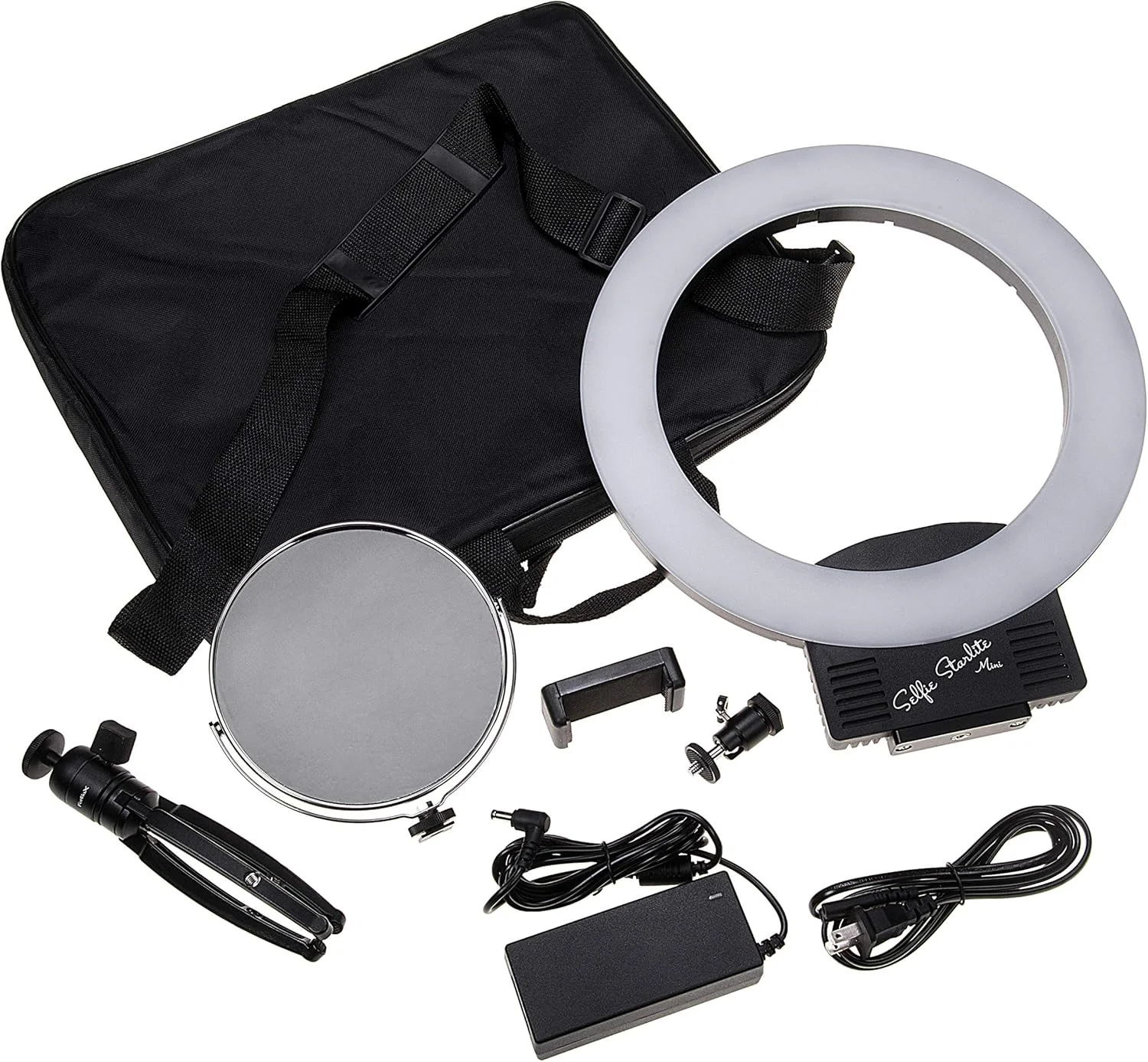 نور حلقه ای ال ای دی کوچک Fotodiox Selfie Starlite به همراه سه پایه رومیزی - نور حلقه ای 12 اینچی دو رنگ و قابل تنظیم برای پرتره، عکاسی، آرایش، یوتیوب، پخش زنده ویدیو و موارد دیگر نور حلقه ای ال ای دی کوچک Fotodiox Selfie Starlite به همراه سه پایه رومیزی - نور حلقه ای 12 اینچی دو رنگ و قابل تنظیم برای پرتره، عکاسی، آرایش، یوتیوب، پخش زنده ویدیو و موارد دیگر