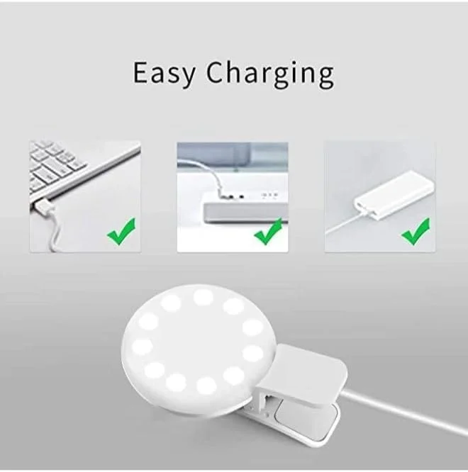نور حلقه ای سلفی گیره ای قابل تنظیم قابل حمل شارژی کوچک برای گوشی با LED چند رنگ Easylife-01218