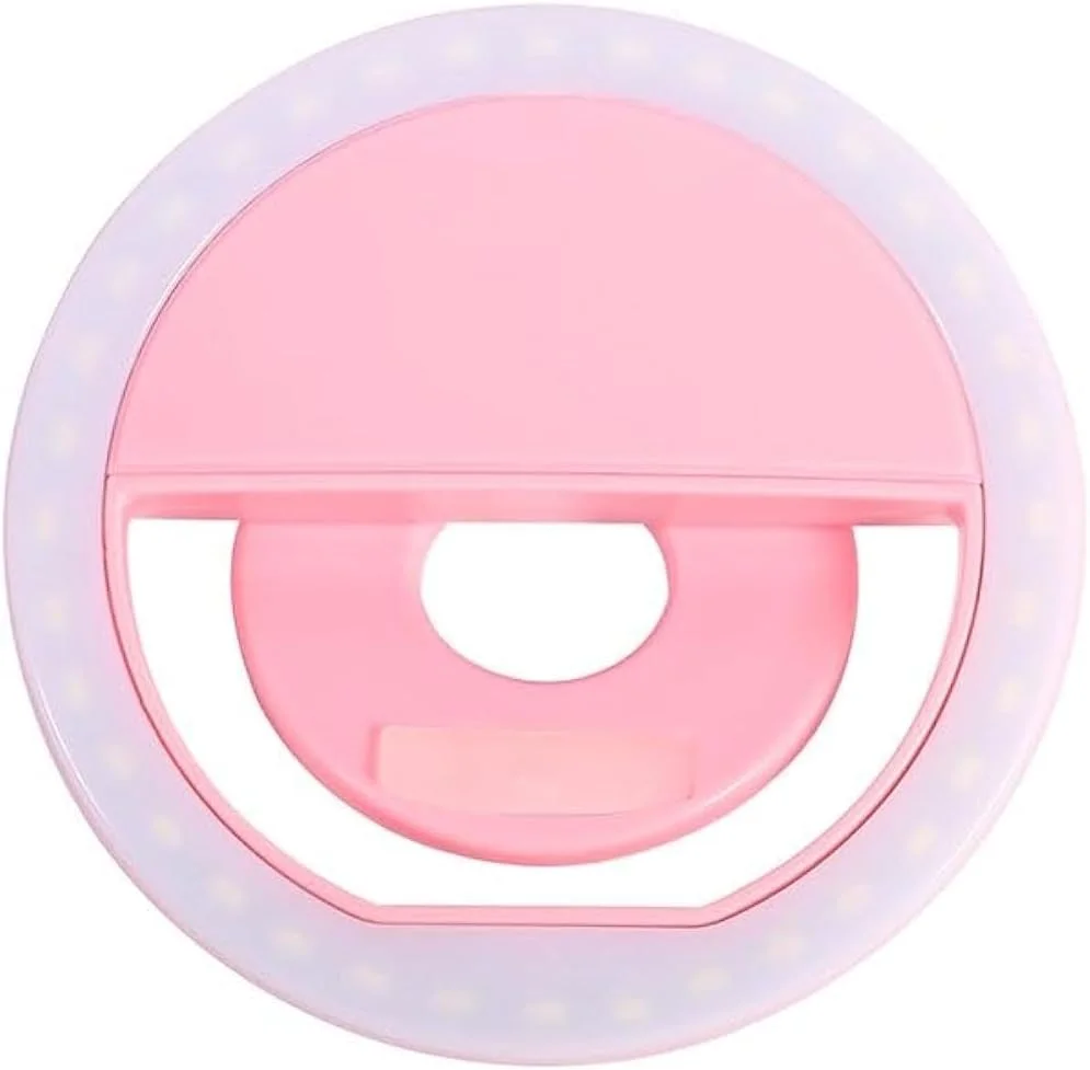 چراغ حلقه ای سلفی LED کوچک شارژی مدل Sg-11 صورتی/سفید چند رنگ