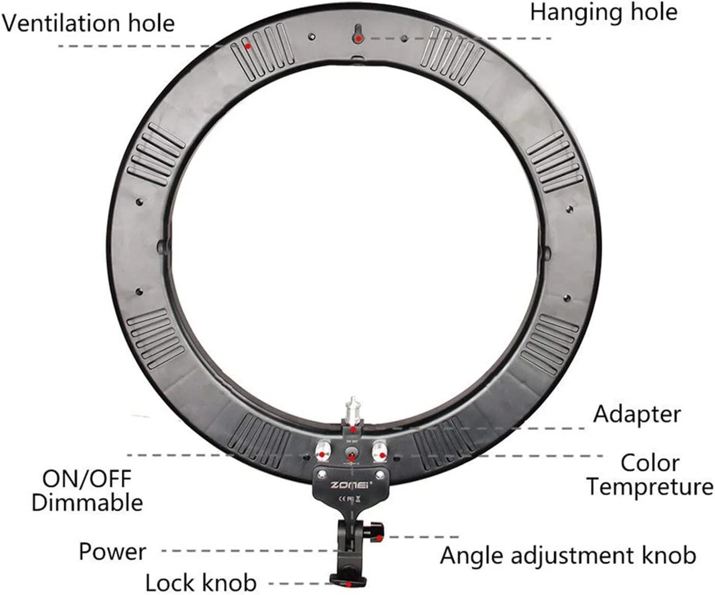 نور حلقه ای LED فورلو 18 اینچی با قابلیت تنظیم نور، مناسب برای استودیو عکاسی، نور ویدئویی 3200-5600K برای تلفن، آرایش، پرتره زنده