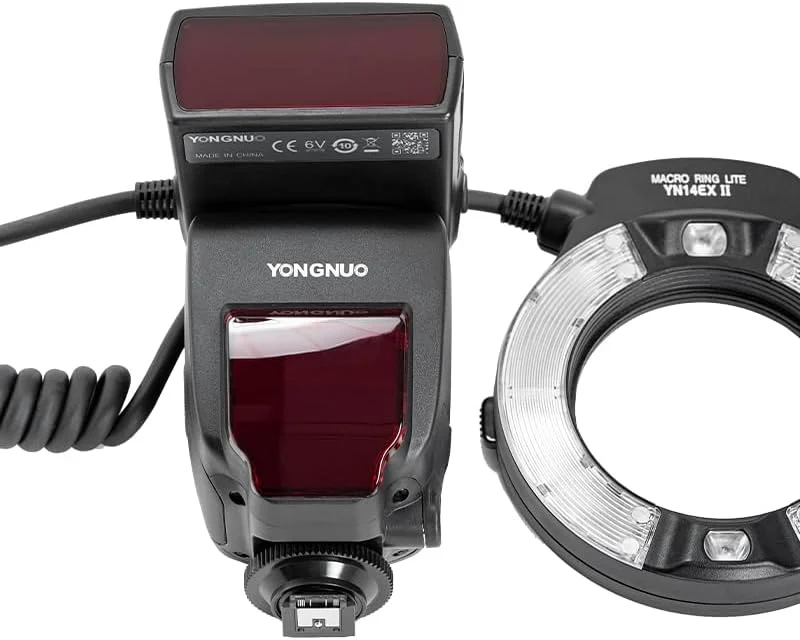 AECAM - فلاش حلقه ای ماکرو YONGNUO YN14EX II TTL با نور LED مناسب برای دوربین های اندروید A7IV و عکسبرداری از نمای نزدیک