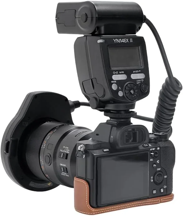 AECAM - فلاش حلقه ای ماکرو YONGNUO YN14EX II TTL با نور LED مناسب برای دوربین های اندروید A7IV و عکسبرداری از نمای نزدیک