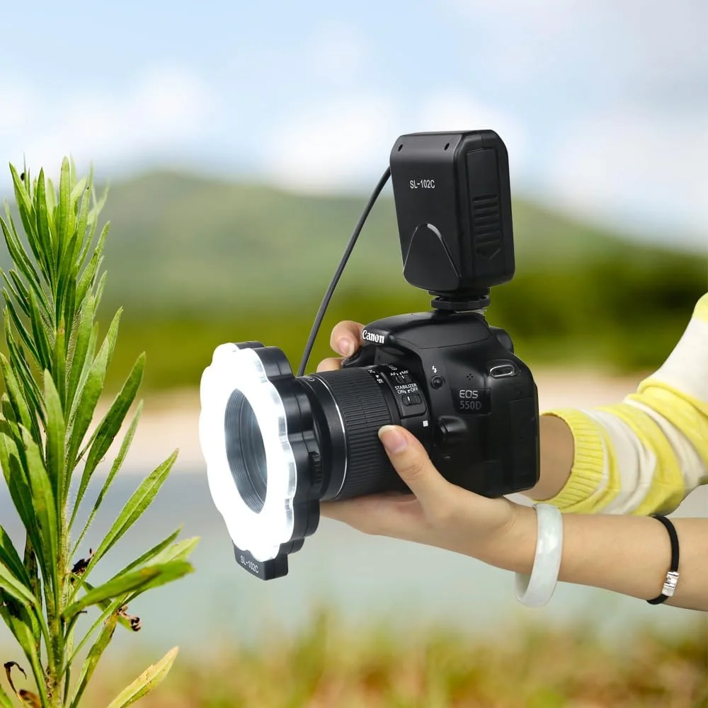 AECAM - فلاش حلقه ای LED ماکرو Seafrogs با حلقه های آداپتور برای NIKONs D5100 D3100 Series Canons 5D Mark II 7D 10D Olympuss