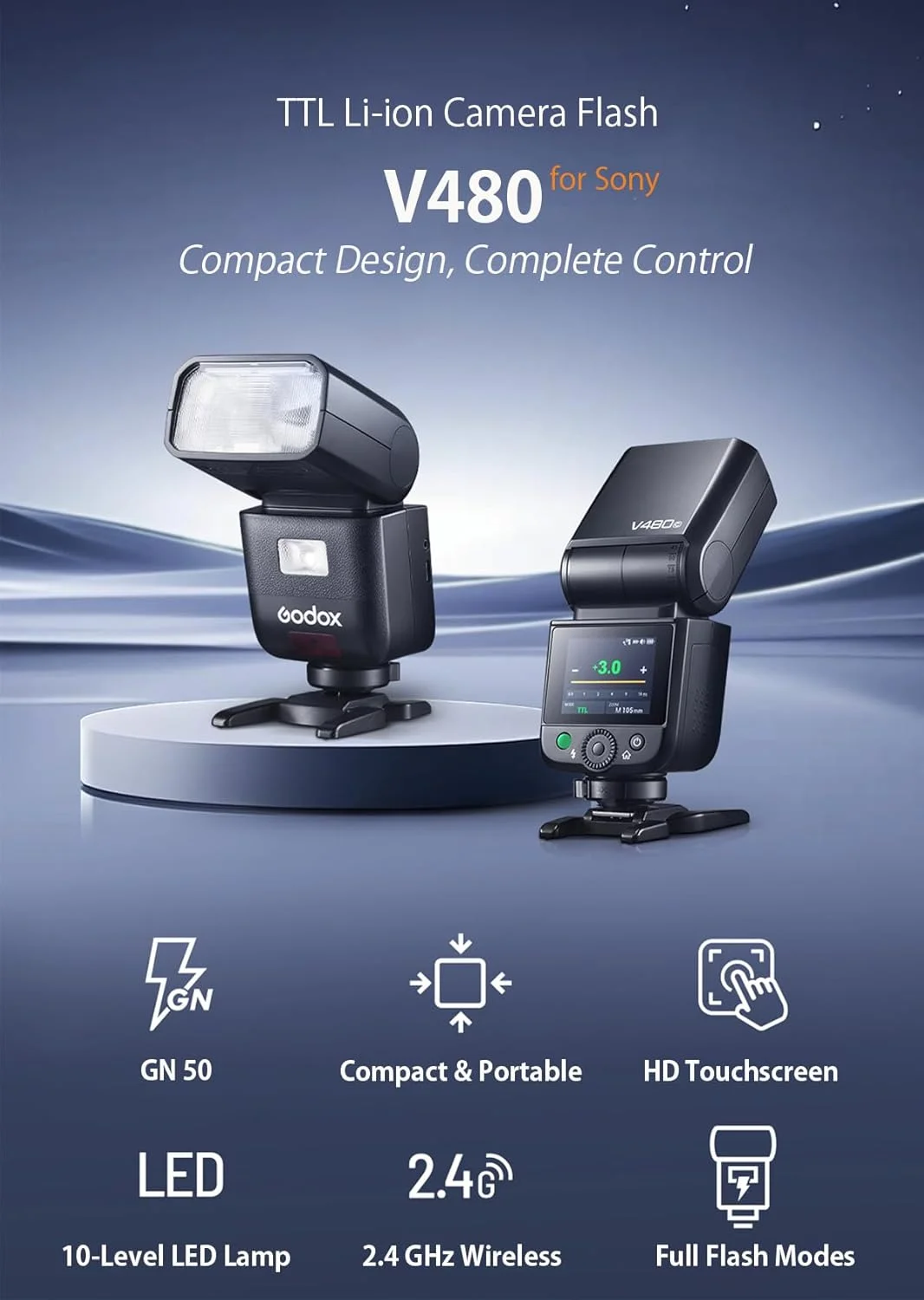 فلاش گودوکس V480F برای فوجیفیلم، اسپیدلایت لمسی V480F، TTL GN50 HSS 1/8000s، سازگار با Fujifilm X100VI GFX100RF XS20 XS10 XT30 II XT5 XM5 GFX50S GFX50R X-T4 X-T3 X-E4 فلاش گودوکس V480F برای فوجیفیلم، اسپیدلایت لمسی V480F، TTL GN50 HSS 1/8000s، سازگار با Fujifilm X100VI GFX100RF XS20 XS10 XT30 II XT5 XM5 GFX50S GFX50R X-T4 X-T3 X-E4