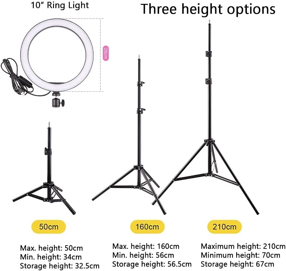 حلقه نور سلفی 10 اینچی با پایه و نگهدارنده تلفن، حلقه نور LED با کنترل از راه دور بلوتوث برای پخش زنده و ویدیوهای یوتیوب، آرایش، عکاسی، ولاگ (اندازه: 210 سانتی متر ارتفاع) حلقه نور سلفی 10 اینچی با پایه و نگهدارنده تلفن، حلقه نور LED با کنترل از راه دور بلوتوث برای پخش زنده و ویدیوهای یوتیوب، آرایش، عکاسی، ولاگ (اندازه: 210 سانتی متر ارتفاع)