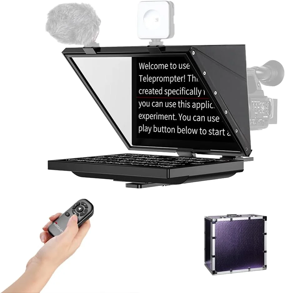 تله پرومپتر پخش زنده تاشو 20 اینچی Desview T20 با صفحه نمایش بزرگ برای ضبط ویدیو و فیلمبرداری افقی و عمودی