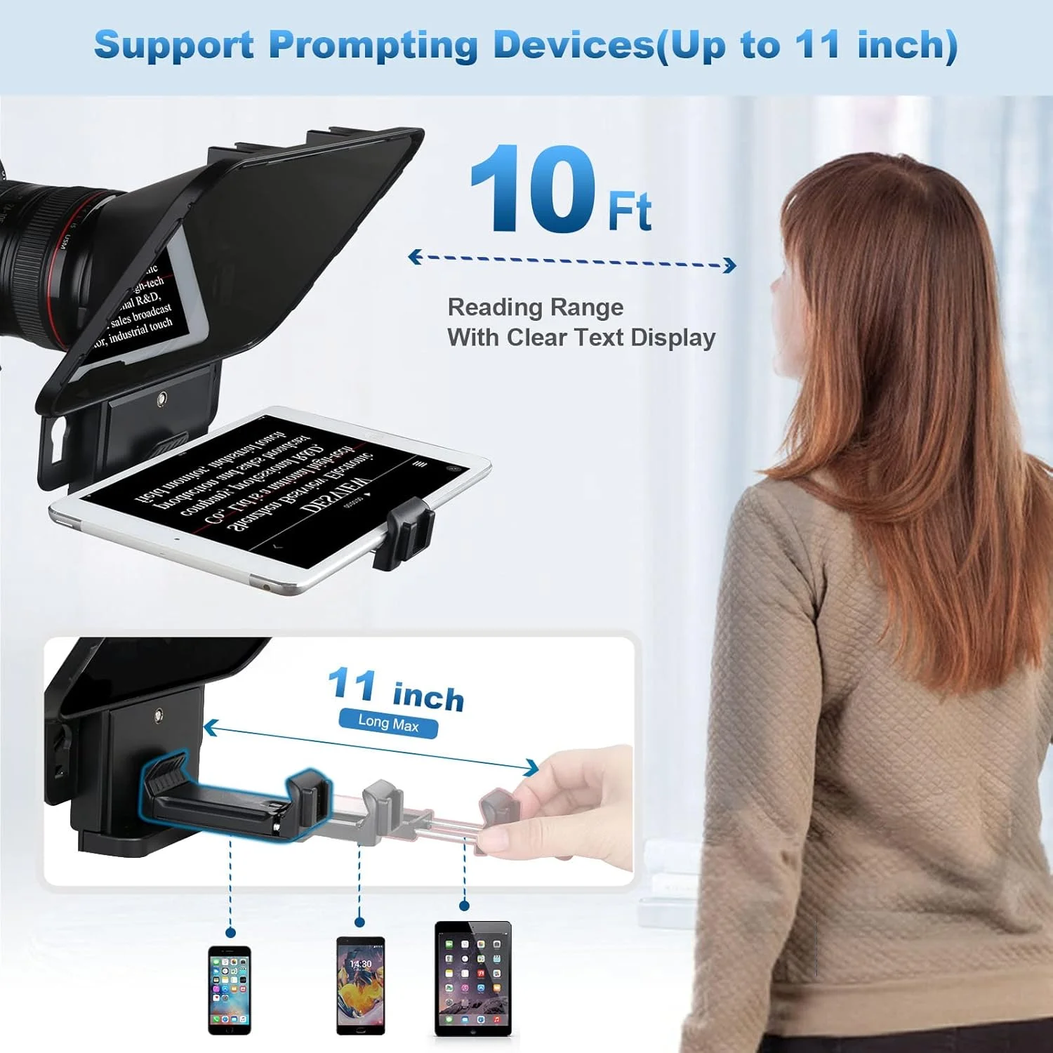 تله پرومتر DF DIGITALFOTO Desview T3 برای تلفن هوشمند، تبلت و دوربین DSLR، پرومتر قابل حمل و قابل تنظیم با کنترل از راه دور و برنامه