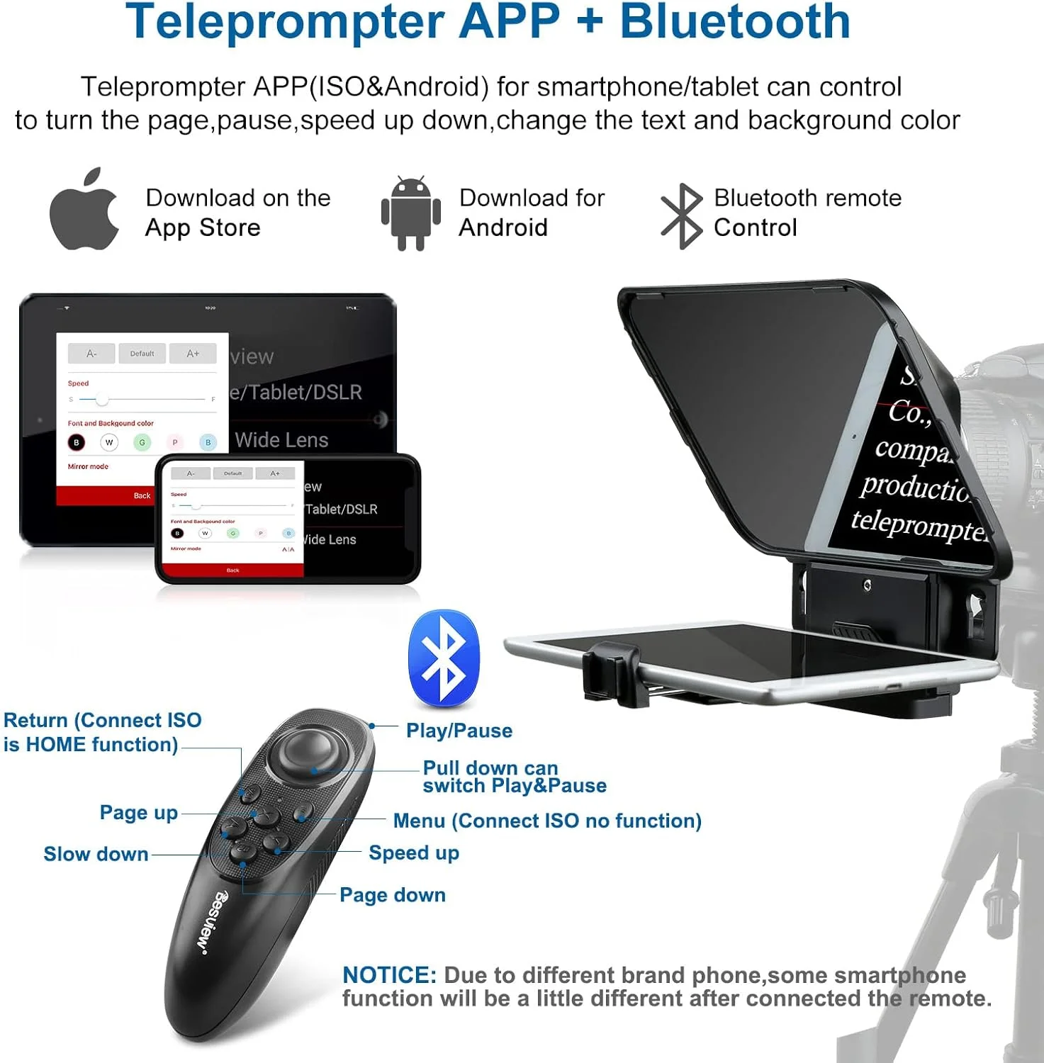 تله پرومتر DF DIGITALFOTO Desview T3 برای تلفن هوشمند، تبلت و دوربین DSLR، پرومتر قابل حمل و قابل تنظیم با کنترل از راه دور و برنامه