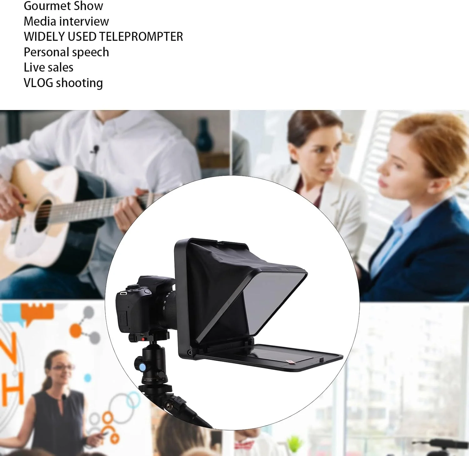 تله پرامپتر قابل حمل TC7S برای تلفن، تله پرامپتر برای تلفن هوشمند، تبلت، دوربین SLR با کنترل از راه دور