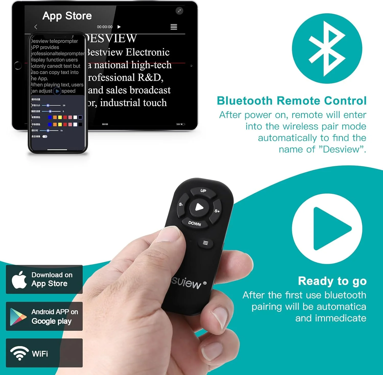 ریموت کنترل بلوتوث برای تله پرومتر، سازگار فقط با تله پرومترهای Desview (باتری شامل نمی شود)