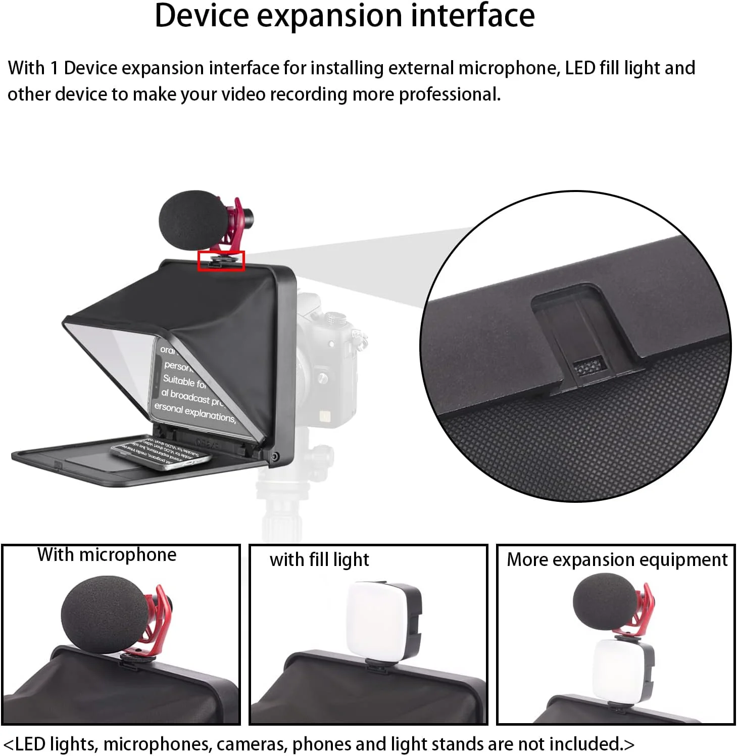 تله پرامپتر Bewinner با کنترل از راه دور، تله پرامپتر تاشو قابل حمل با آداپتورهای 49mm، 52mm، 58mm، 62mm، 67mm، 72mm، 77mm برای تلفن هوشمند، تبلت، دوربین SLR