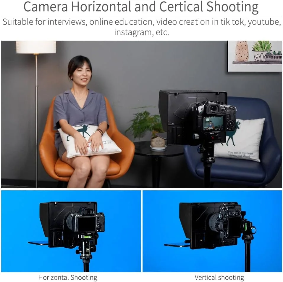 تله پرامپتر تاشو و قابل حمل 10 اینچی FEELWORLD TP10 برای تلفن های هوشمند تا 11 اینچ، تبلت، دوربین DSLR، ضبط ویدئو برای پخش زنده، مصاحبه، سخنرانی به همراه کنترل از راه دور