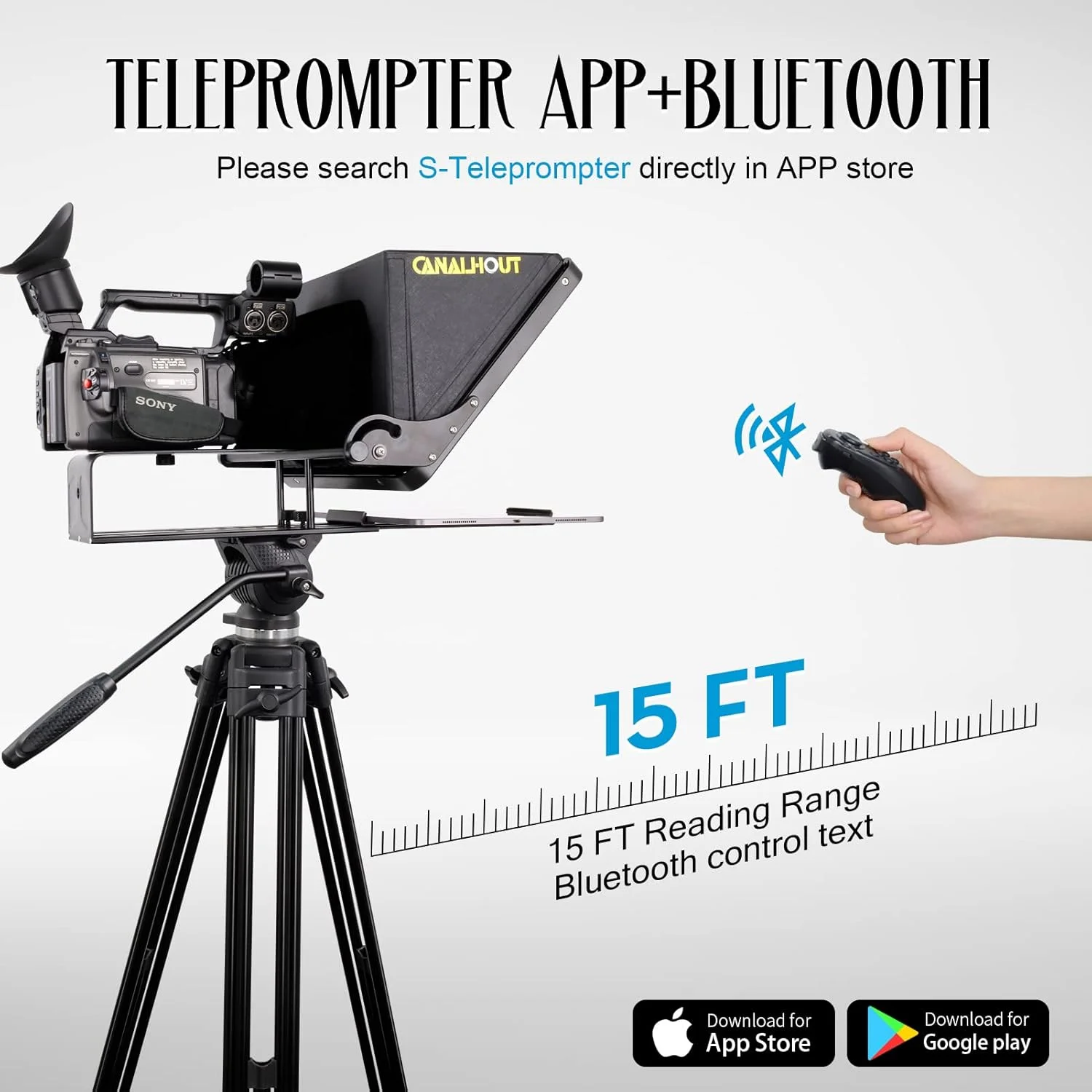 تله پرامپتر یونیورسال 16 اینچی با کنترل از راه دور، مناسب برای تمام تبلت ها/آیپد، دوربین فیلمبرداری/DSLR، از پیش مونتاژ شده، شیشه تقسیم پرتو 70/30 با کیف ضد آب، برای سخنرانی و ساخت ویدیو