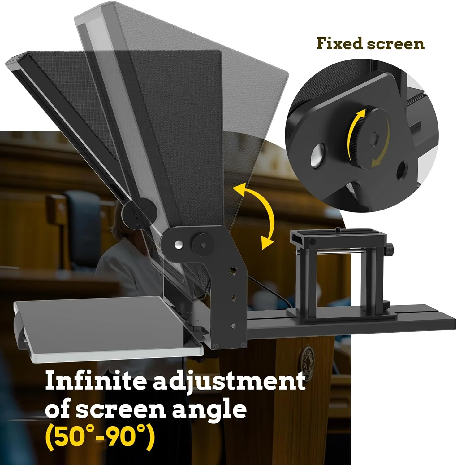 تله پرومتر 20 اینچی HD با زاویه دید گسترده و کنترل از راه دور | برنامه رایگان تله پرومتر | سازگار با دوربین ها، جلسات آنلاین، ضبط ویدیو و پخش زنده