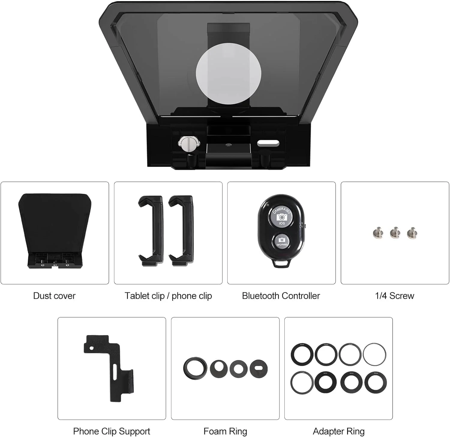 تله پرامپتر قابل حمل GVM برای آیپد، تبلت، تلفن هوشمند و دوربین های DSLR، کیت تله پرامپتر با کنترل از راه دور و نگهدارنده انعطاف پذیر، تله پرامپتر برای برنامه تلفن هوشمند سازگار با iOS/Android