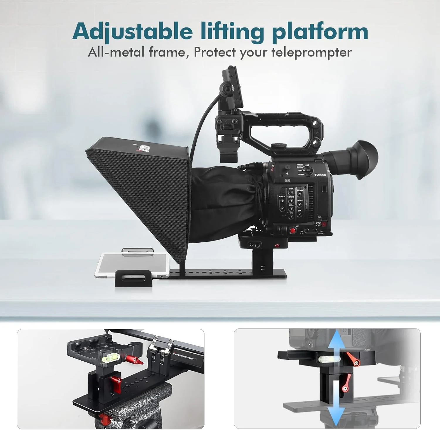 تله پرومتر 12.5 اینچی Desview T12، تله پرومتر آلیاژ آلومینیومی فلزی با کنترل از راه دور سازگار با آیپد، تبلت و تلفن هوشمند برای دوربین DSLR، ساخت ویدیو و پخش زنده تله پرومتر 12.5 اینچی Desview T12، تله پرومتر آلیاژ آلومینیومی فلزی با کنترل از راه دور سازگار با آیپد، تبلت و تلفن هوشمند برای دوربین DSLR، ساخت ویدیو و پخش زنده