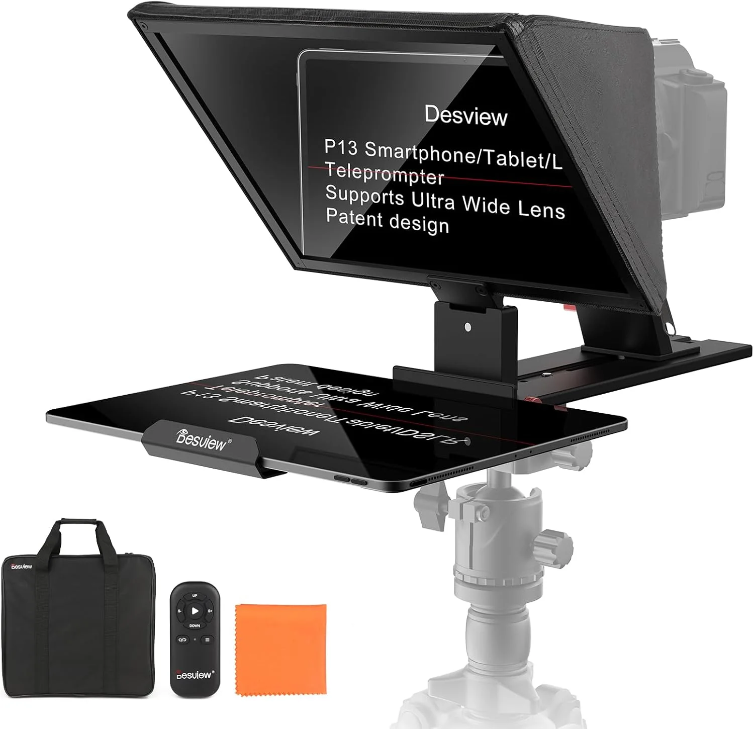 تله پروپتر ۱۳ اینچی Desview P13 آلیاژ آلومینیوم با شیشه وضوح بالا، سازگار با آیپد، تبلت، تلفن، DSLR، طراحی قابل حمل بدون نیاز به مونتاژ برای ضبط ویدیو